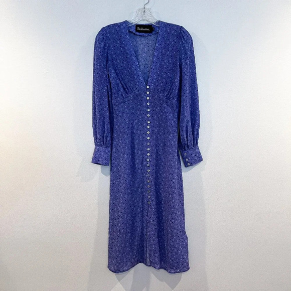 Realisation Par The Vivienne Purple Floral 100% Silk Button Down Maxi Dress XXS - Picture 2 of 10